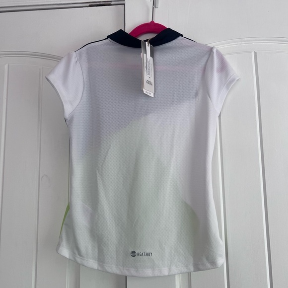 Adidas Heat Ready Girls Polo Green Black White Size Small NWT - Picture 3 of 4